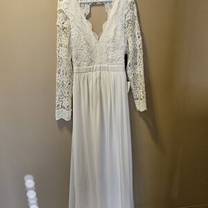 Lulu's White Lace Long Sleeve Dress